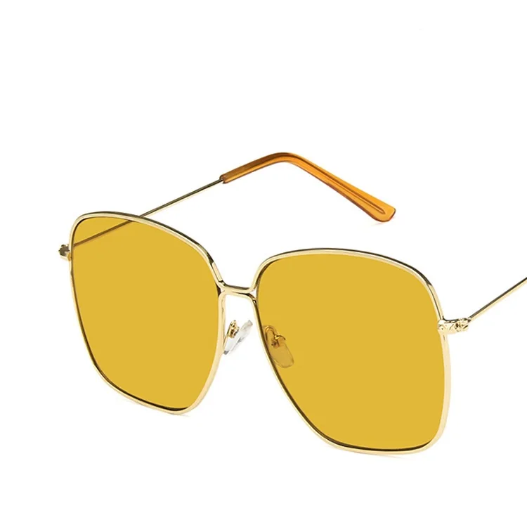 Женские солнцезащитные очки, винтажные, большие, плоские, с металлической оправой, солнцезащитные очки, квадратные, Роскошные, дизайнерские, 10 цветов - Цвет линз: GV0394-5