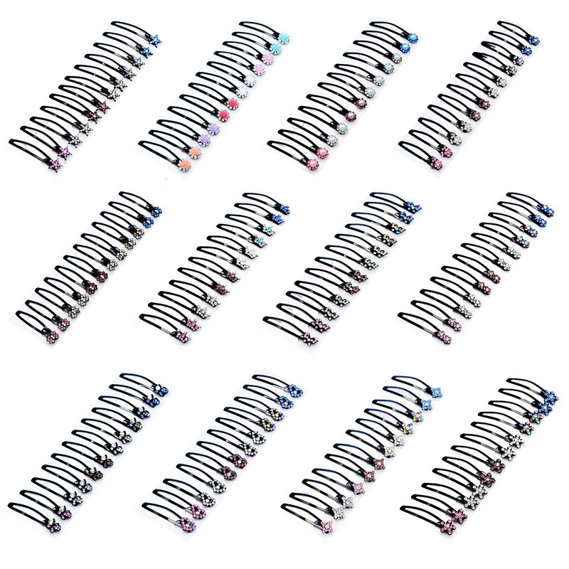 

6/12Pcs Crystal Pearl Flower BB Clip Metal Hair Clips Women Cute Children Barrettes Headwear Girls Kids Sweet Bangs Hairpins