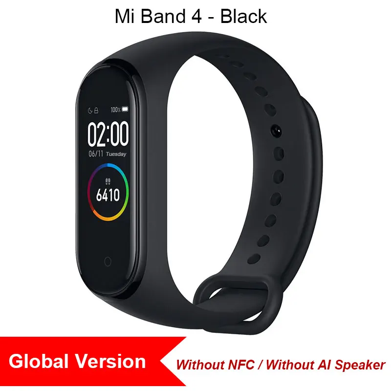 Global version black Новая глобальная версия Xiaomi mi Band 4 band 4 Smart mi Band 3 Цвета экран браслет сердечного ритма фитнес музыка 50 м Водонепроницаемый Bluetooth - Цвет: Global version black