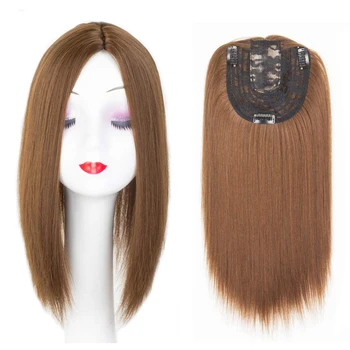 Women Hair Topper Piece Synthetic Hair 3 Clips In one piece Hair Extension long straight High Temperature Fiber 1