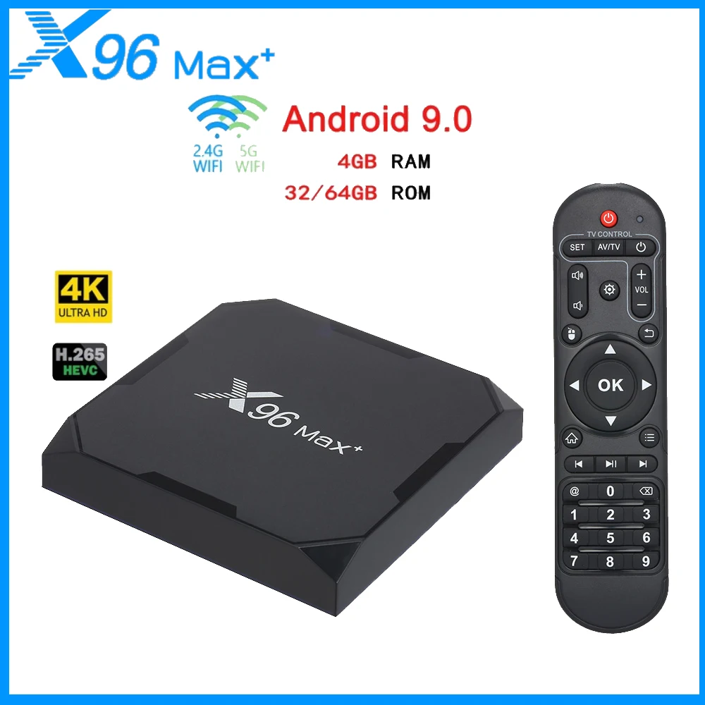 X96 Max Plus Смарт ТВ коробка Android9.0 4 Гб оперативной памяти 32 встроенной 64 ГБ разрядным