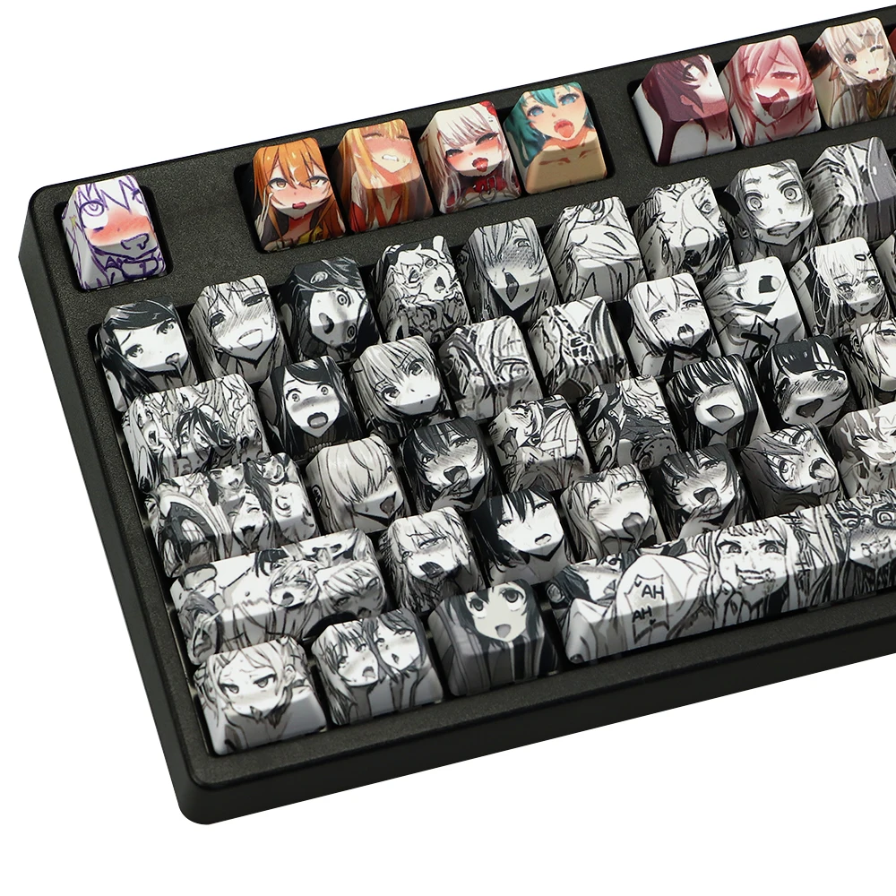 PBT 110key Ahegao Keycap Dye Sublimation OEM Profile Japanese Anime Keycap For Cherry Gateron Kailh switch Mechanical Keyboard