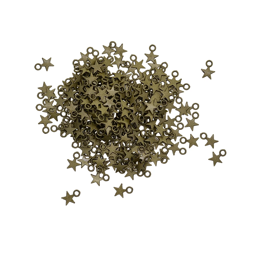 300 Pcs  Metal Stars Beads Bronze Star Pendant for Jewelry Making Pentagram Charm Pendants 10 x 8mm