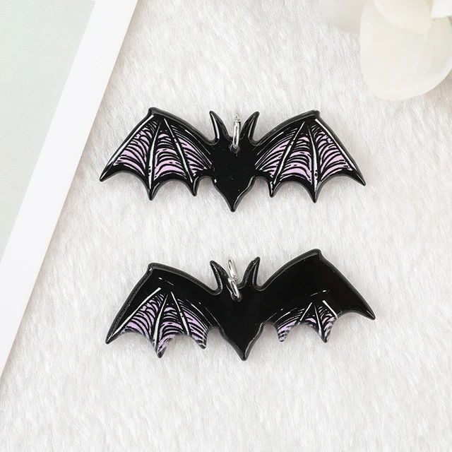 10Pcs Pastel Goth Witchy Charms Spooky Creative Acrylic Skull Cat Bat  Pendant For Earring Necklace Diy Making