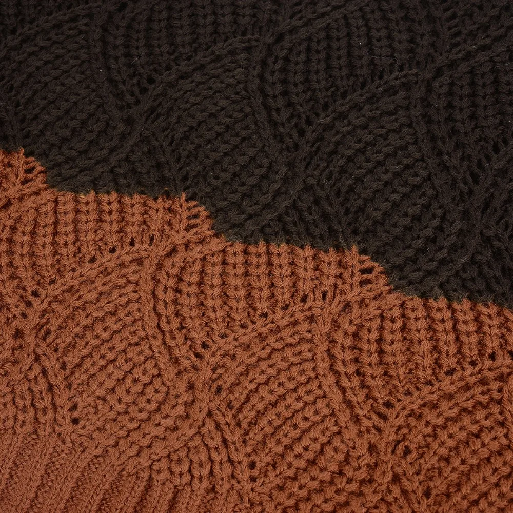 Женский свитер, вязаный пуловер, осенний зимний свитер, пэчворк, цветные свитера с длинным рукавом, круглый вырез, женский джемпер, Mit Streifen