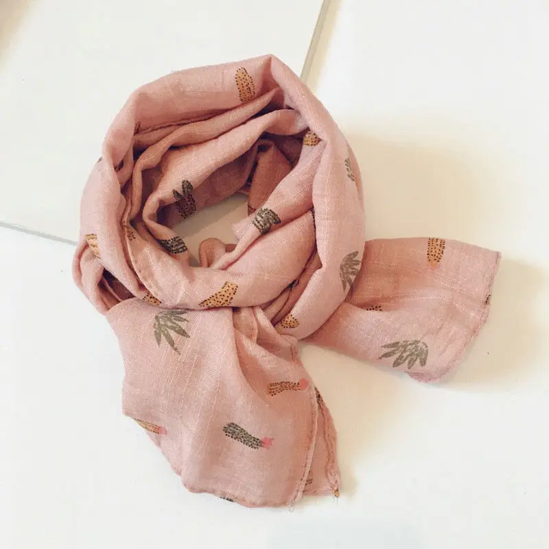 New Cotton Children's scarf color Plant cactus fashion joker Korean style ring scarf for boy and girl 02