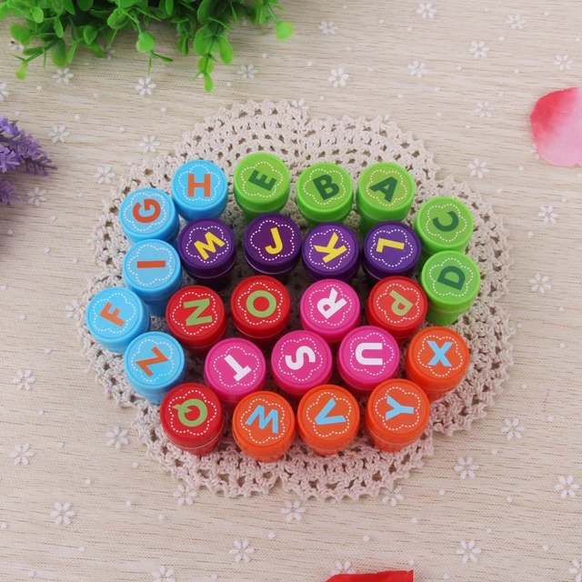 26Pcs Cute Cartoon Various Round Stamp Seal Children Gifts Toys Self Inking Scrapbooking Plate Ink Pads Stamper 6