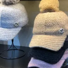 01911-shi зимние теплые милые уход за кожей лица помпоном женские кепки для женщин бейсбольную кепку