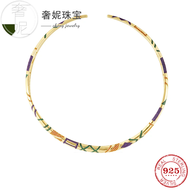 

cheny fit s925 sterling silver necklace 2019 new luxury design choker for womens trendy party prom decoration gift jewelry