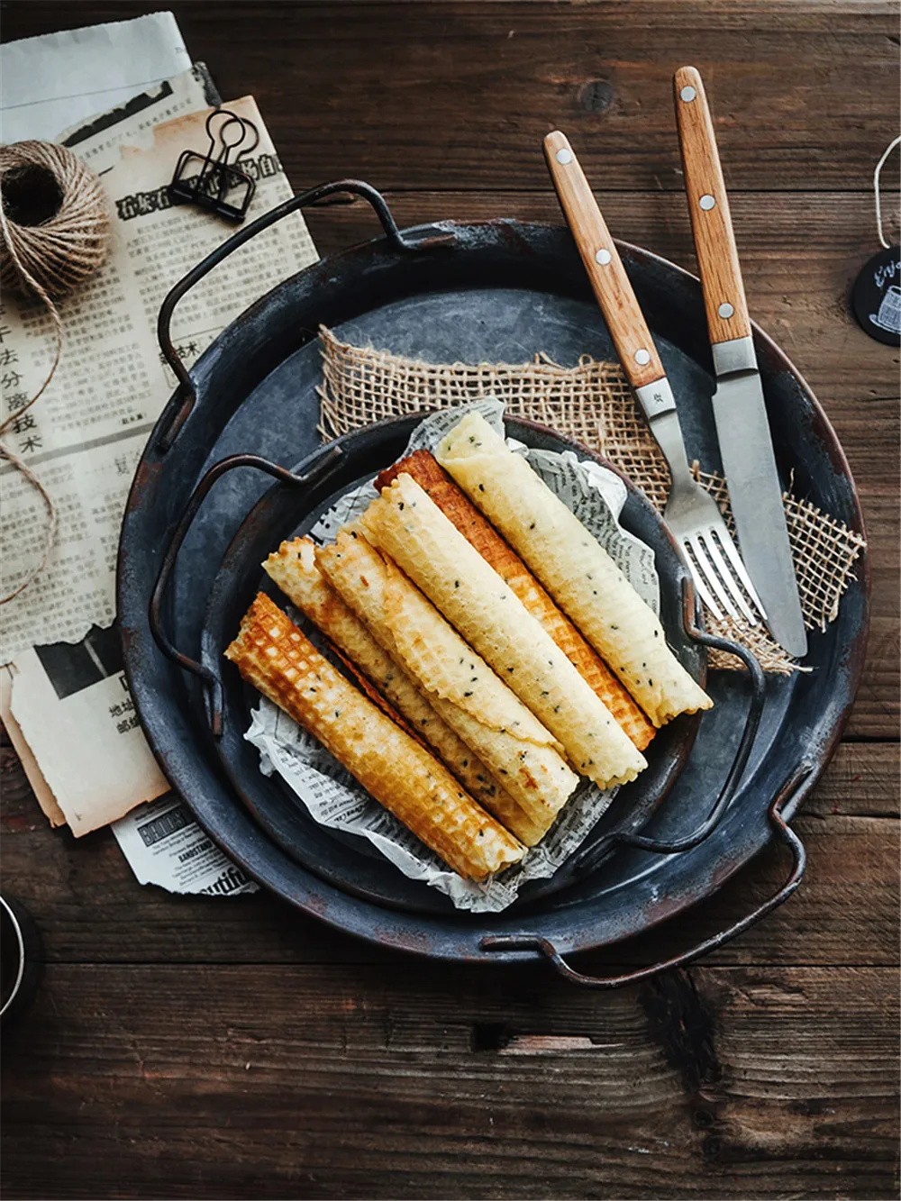 ins nordic retro metal bread plate with handle chic vintage