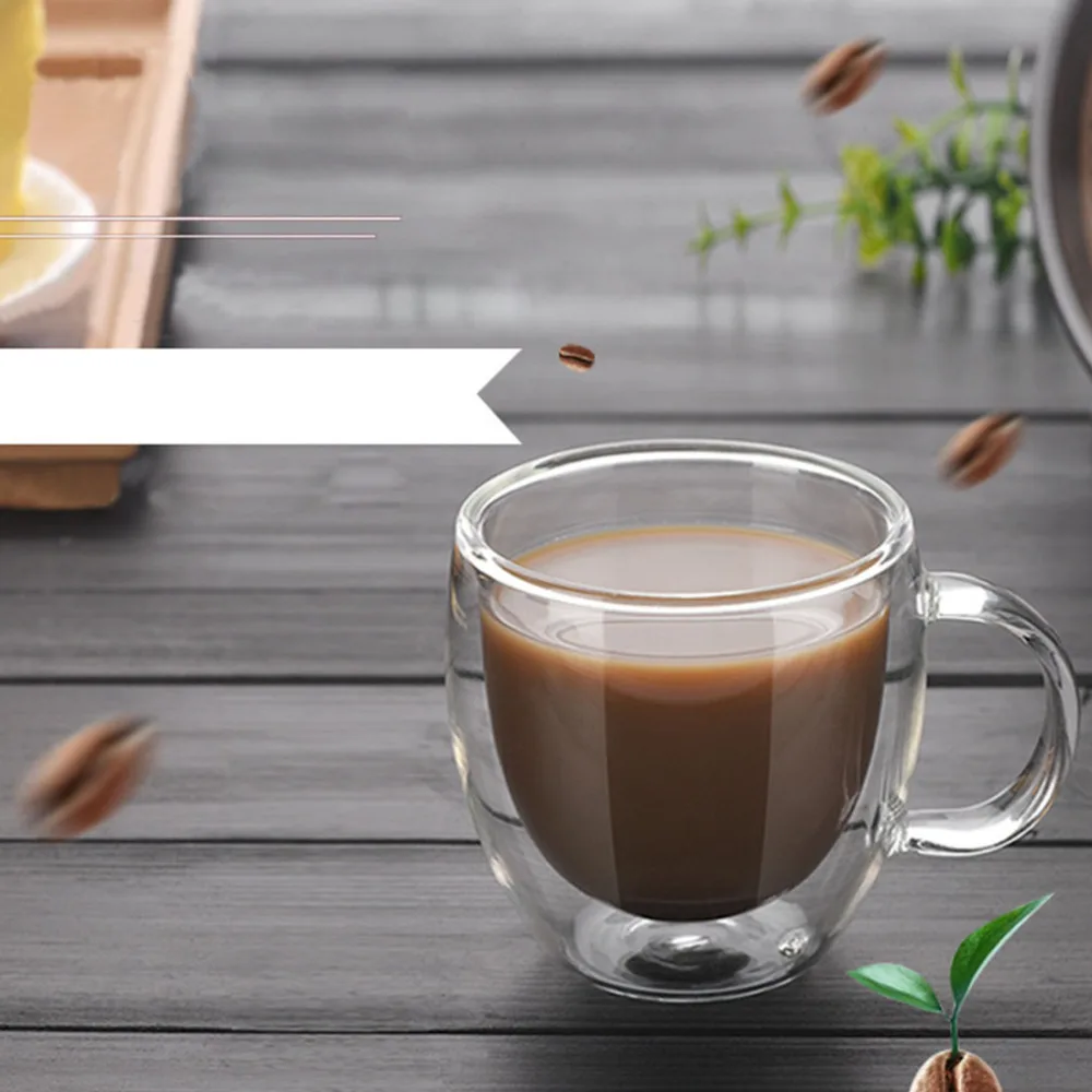 

Hot Milk Cup Glassware 150ml/250ml/350ml Double-Layer Glass Coffee Cup High Borosilicate With Hand Espresso Glass Cup Cup