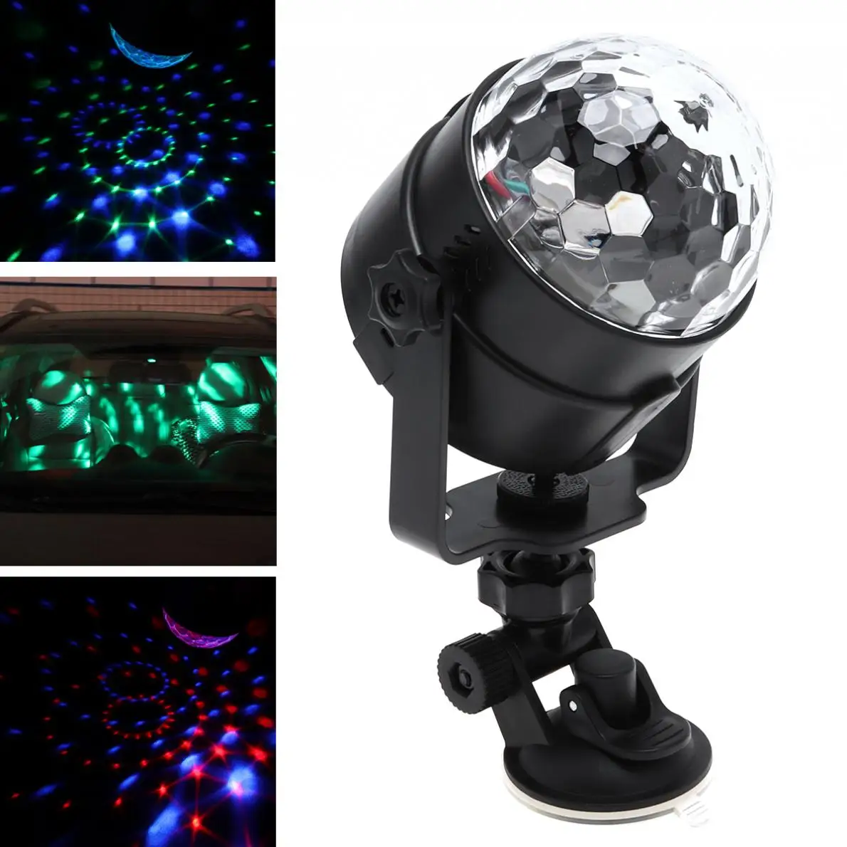 

3W Colorful USB 5V LED Crystal Magic Rotating Ball Stage Light with Sound Control Crystal Magic Rotating for Car KTV Party Disco