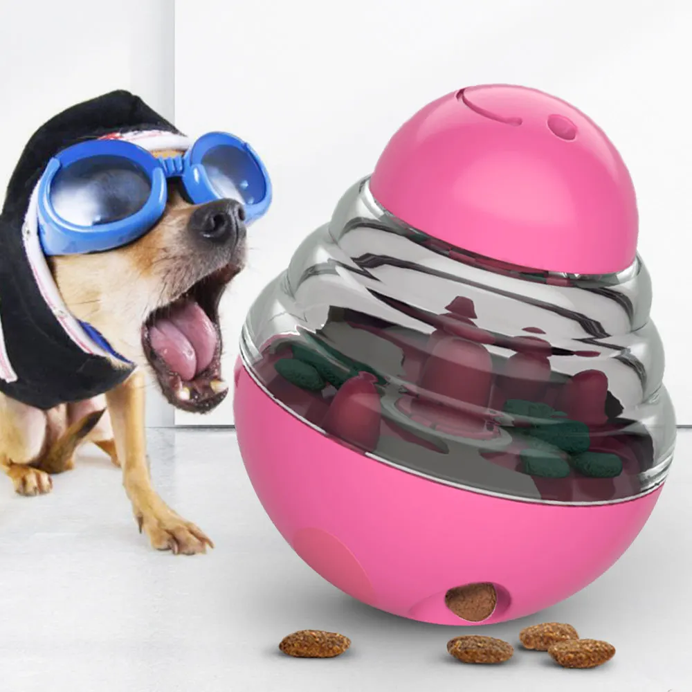 Интерактивная игрушка для кошек IQ Treat Ball умнее игрушки для домашних животных пищевой шар для кошек диспенсер для еды Обучающие игровые мячи товары для домашних животных - Цвет: pink