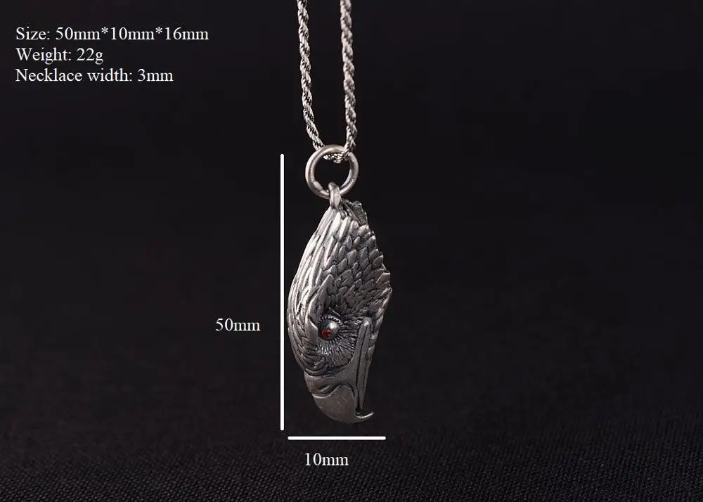 999 серебряное ожерелье с подвеской в виде орла, настоящее чистое серебро, подвеска в виде орла, Мужская подвеска в стиле хип-хоп, ювелирные изделия
