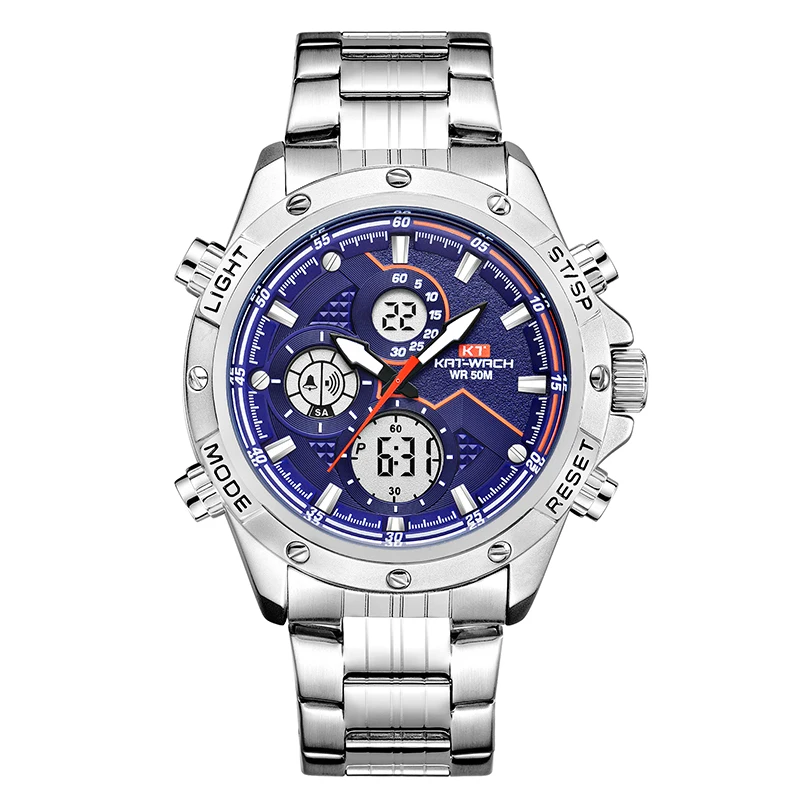 KT Luxury Brand Quartz Movement Men Watch Waterproof Multifunction Military Large Dial Wristwatch PU Leather Strap Fashion Gift