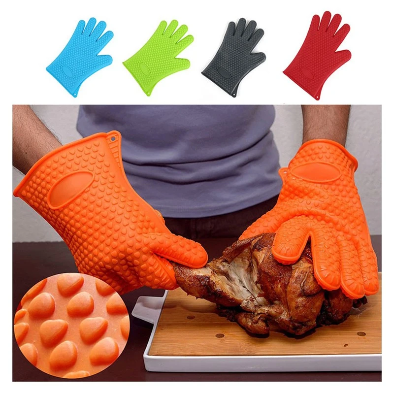 1 PC Kitchen Silicone Heat Resistant Gloves BBQ Cooking Mitts 