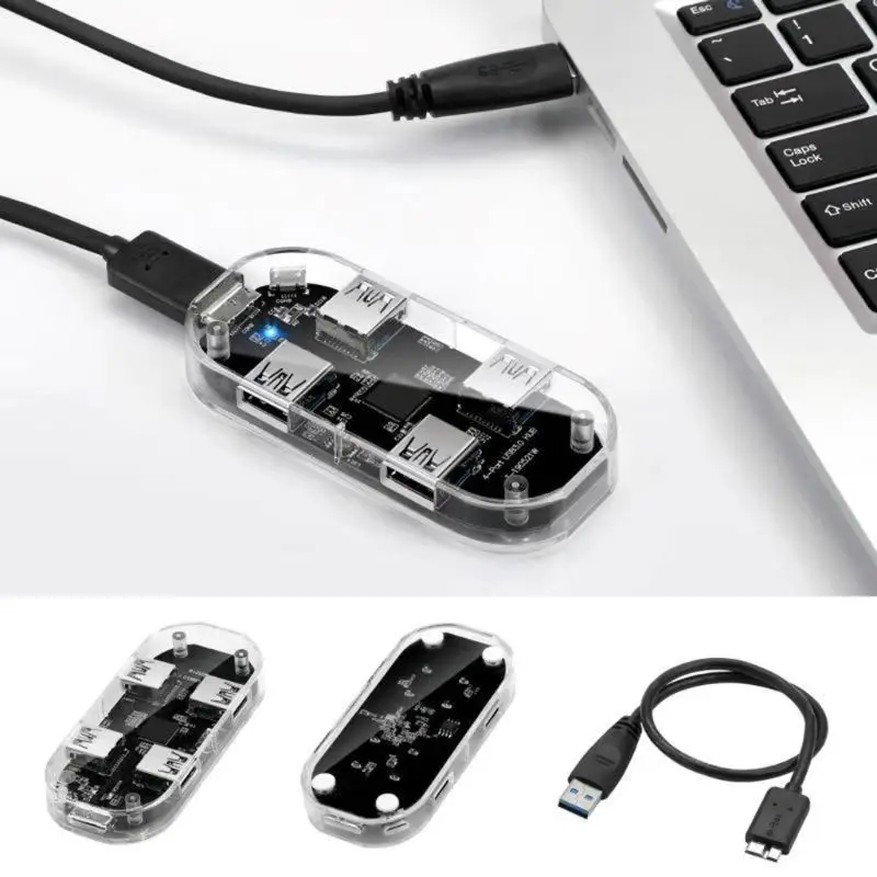 Прозрачный usb-хаб 4 порта USB3.0 адаптер сплиттер для ноутбука U диск мобильных телефонов