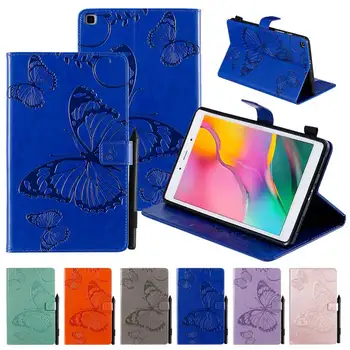 

Magnetic Flip Stand Cover For Samsung Galaxy Tab A 8.0 inch SM-T290 SM-T295 2019 Shockproof Embossing PU Leather Pen Solt Case