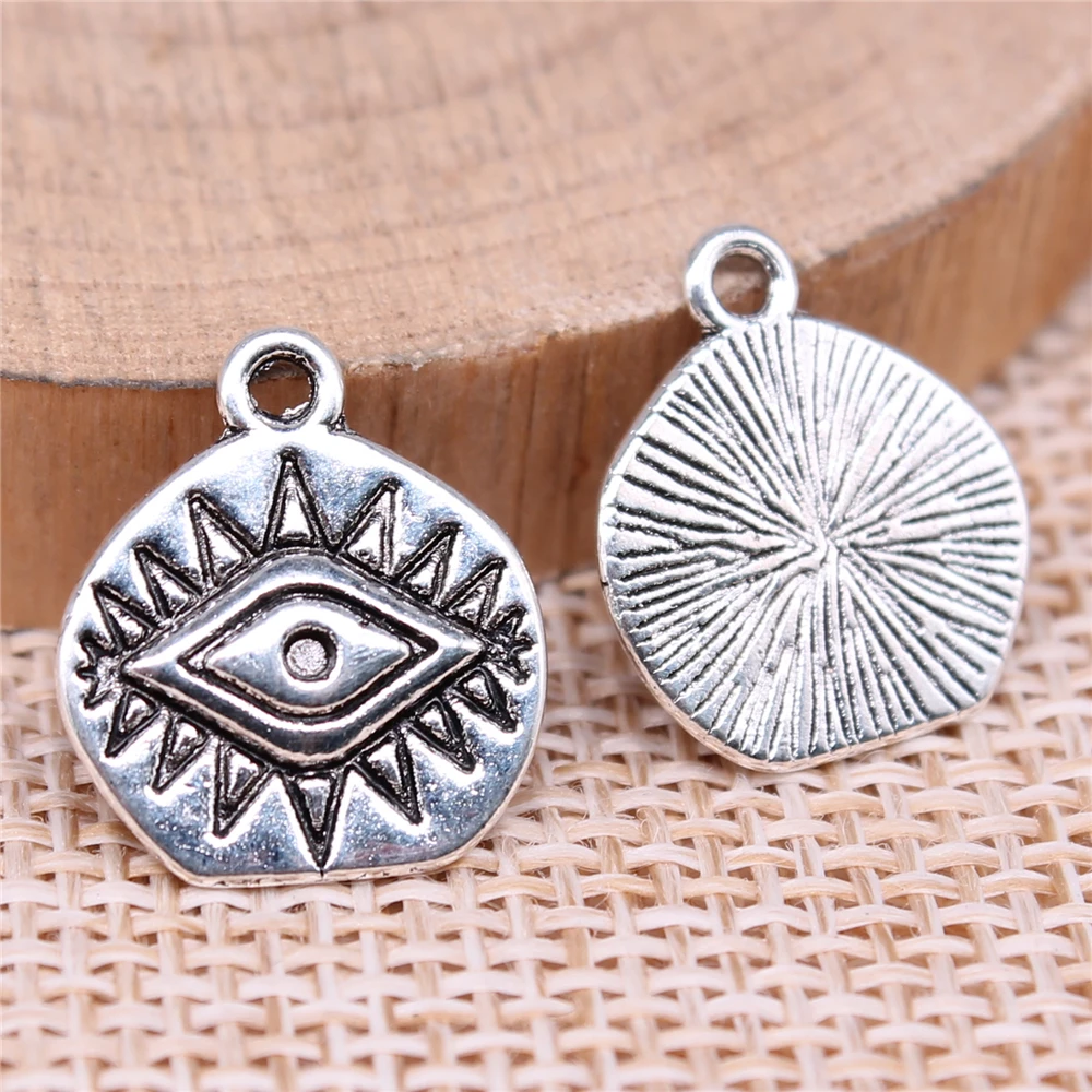 

WYSIWYG 20pcs 15x14mm Antique Silver Color Eye Charms Pendant For Jewelry Making DIY Jewelry Findings