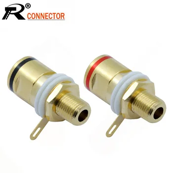 

10pcs Gold Plated Straight Through Speaker Banana Plug Binding Post Loudspeaker Amplifier Terminal Connector 5 Pairs Red+Black