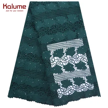 

New African Lace Fabric 5 Yards Green Guipure Cord Lace French Tulle Lace Fabric Water Soluble High-quality Lace Material 1844