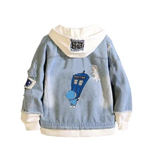 

Anime Doraemon Coat Teens cowboy Cosplay Jacket Men Women Casual Denim Hooded Loose coat Cartoon Hooded