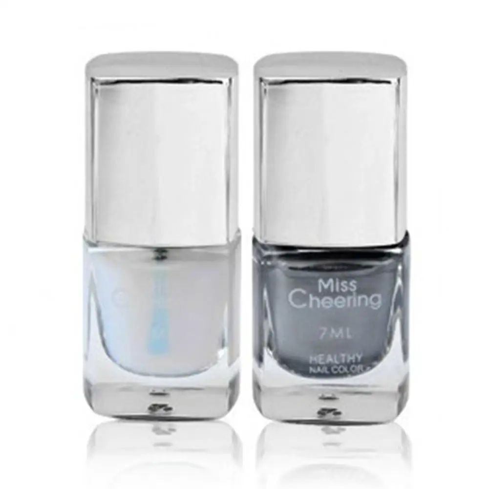 

Nail Polish Non-Toxic Safe Varnish 2pcs/set 7ml Easy Peal Off Silver Mirror Effect Metal Nail Polish + Base Coat Nail Art