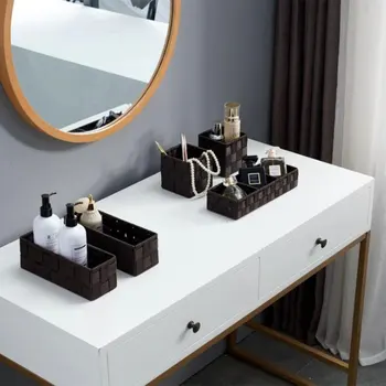 

Jewelry Storage Box, Woven Holder, Makeup Removing Box Creative Desktop Decorative Small Container