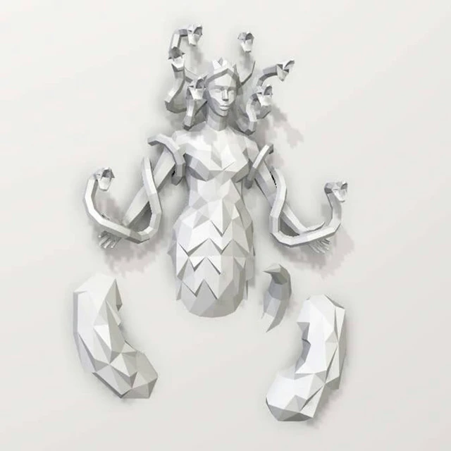 MEDUSA Papercraft DIY 3D Paper Model Sculpture Low Poly Manualidad Pepakura Greek Mythology Snake-Haired Gorgon Wall Decoration 4