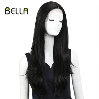 

Bella Wig Synthetic Lace Front Wig 31 inch Long Straight Hair Black Natural Middle Part Cosplay Lolita Wigs For Women Straight