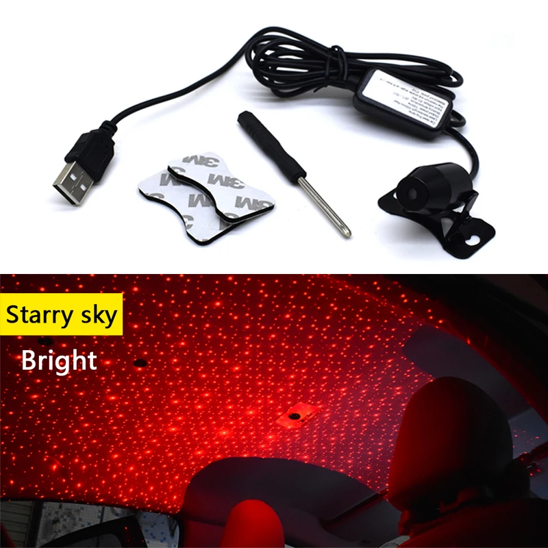 CARCTR USB автомобильный светильник s Автомобильная декоративная лампа DJ RGB музыкальный звуковой светильник светодиодный звездное небо Метеор Звезда Рождественский интерьерный светильник