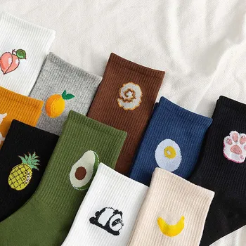 

Women Socks Funny Cute Cartoon Fruit Banana Avocado Peach Egg Panda Animal Happy Japanese Harajuku Skateboard Socks