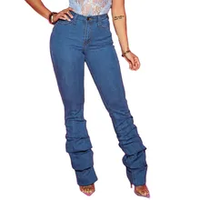 Женские джинсы для мам с высокой талией, джинсовые широкие джинсы на завязках, синие свободные брюки палаццо, осенние джинсы Mujer# g4