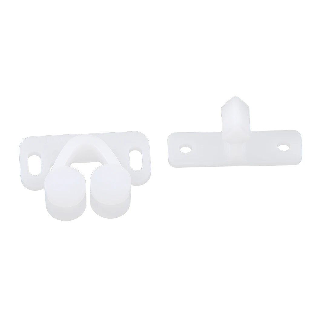 White Double Twin Roller Door Catch Catches Cabinet Cupboard Furniture Latch