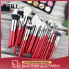 BEILI Red Eye Makeup Brushes Set Professional Natural hair Eyeshadow Foundation Powder Blush highlighter Make up Brush tool ► Photo 1/6