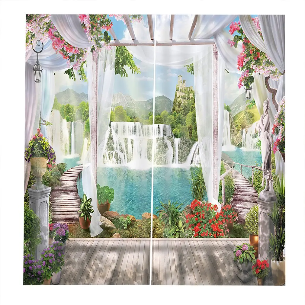 Unique Window Side Lake Pattern Modern Design Curtain for Home Kitchen Living Room Bedroom Decoration | Дом и сад