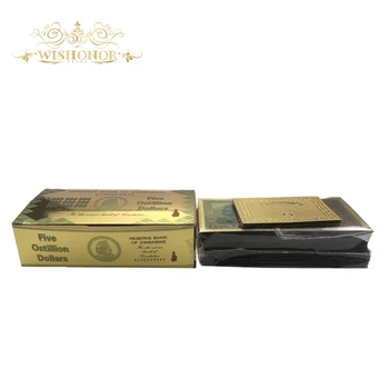 

100pcs/box Zimbabwe Banknotes Five Octillion Dollars Banknotes in 24k Gold Fake Banknotes