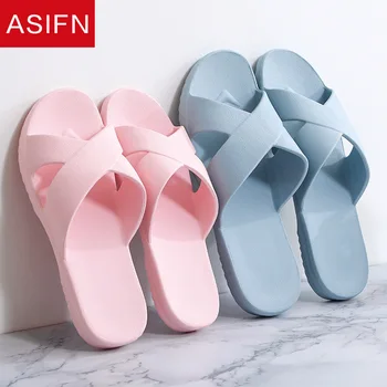 

ASIFN Women Slippers Non-slip Indoor Home Slides Summer Cross Flip Flops Femme Sandals Woman Shoes Zapatos De Mujer Cute Mules
