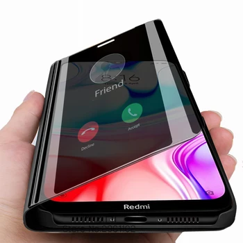 

for xiaomi redmi 8 8a case redmi8 smart mirror flip phone case on xiomi xaomi redmi 8 a redmi8a magnetic stand cover coque etui