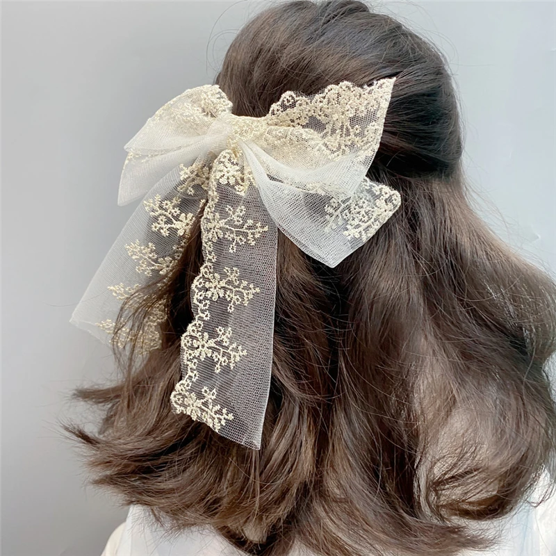 Шелковая резинка с двойным бантом длинная шпилька для лент кружевное украшение для волос Летний Новый Стиль вышивка украшения для волос Дети|Женские аксессуары для волос| | АлиЭкспресс - «Бриджертоны» вдохновили: 8 модных трендов, которые можно купить на Алиэкспресс