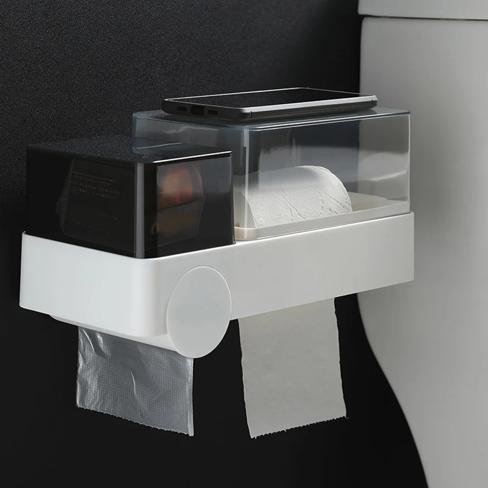 Waterproof Tissue Box Bathroom Wall Mounted Plastic Toilet Paper Holder Storage Box Durable Roll Paper Towel Rack Paper Holders
