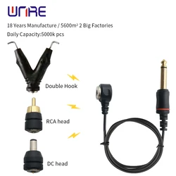 1 Pcs Newest Tattoo Power Supply Magnetic Clip Cord RCA DC Interface Head Copper Wire Hook Line Makeup Machine Cable Accessories