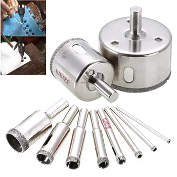 

15pcs Plated Drill Bit Glass Holes Maker 6-50mm Diamond Coated Hole Cutter for Glass Marble Tile Hole Saws HVR88