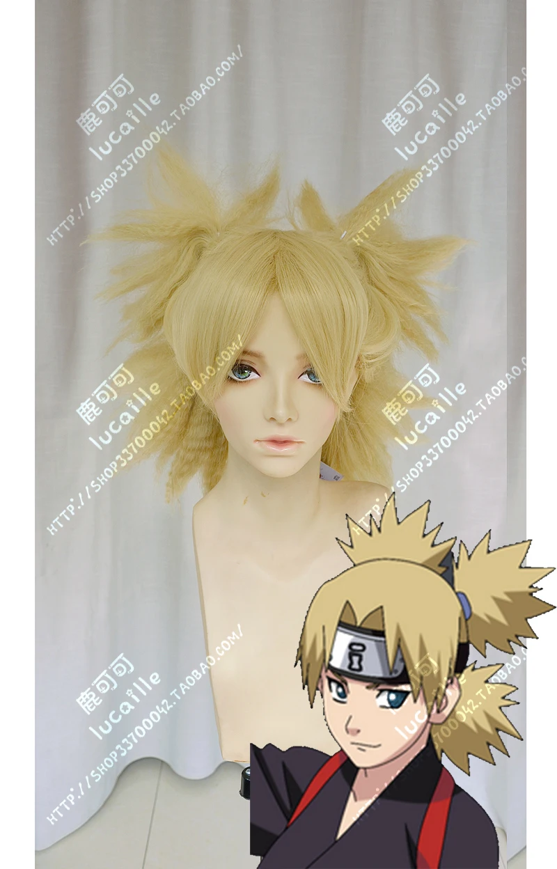 

Anime NARUTO Temari Nara Wig Golden Synthetic Hair Heat Resistent Cosplay Wigs + Wig Cap