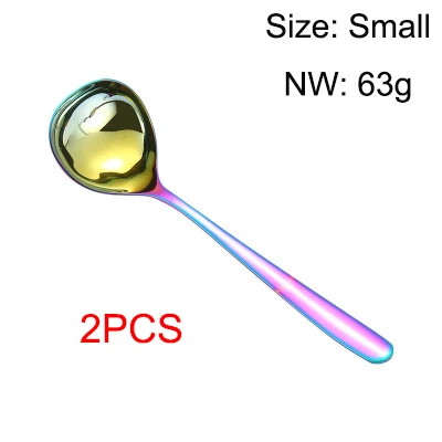 Small 2PCS Rainbow 2 или 6 шт. 304 ложка из нержавеющей стали для супа, утолщенная ложка большой емкости, креативная столовая посуда, столовые приборы, ресторанные принадлежности - Цвет: Small 2PCS Rainbow