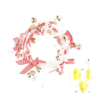 

New Silver Copper Wire Lattice Bow Bells String Lights Led String Christmas Wedding Outdoor Decoration Belt
