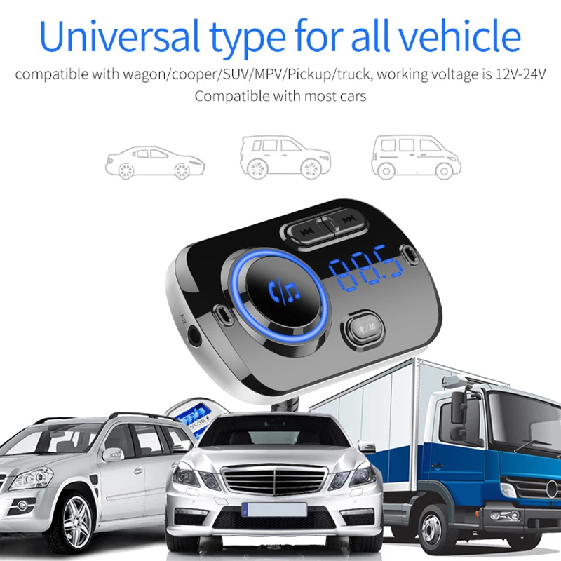 Bluetooth fm-передатчик, беспроводной автомобильный fm-модулятор, Автомобильный MP3-плеер, автомобильный комплект, Bluetooth автомобильное зарядное устройство, светильник