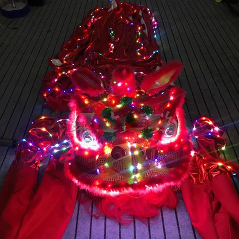 

Красный цвет танцевальный костюм льва китайские народные костюмы Шерсть Южная Лев ночной клуб Дракон танцевальный бар сценическое шоу