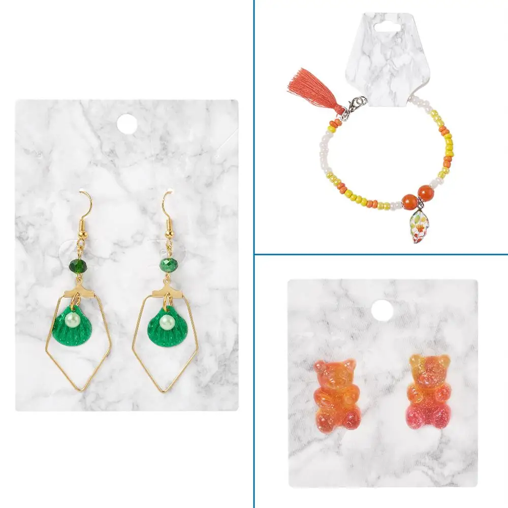 1Set Carboard Jewelry Earring Display Cards with OPP Cellophane Bags Plastic Ear Nuts Paper Hang Price Tags for Bracelet Packing | Украшения