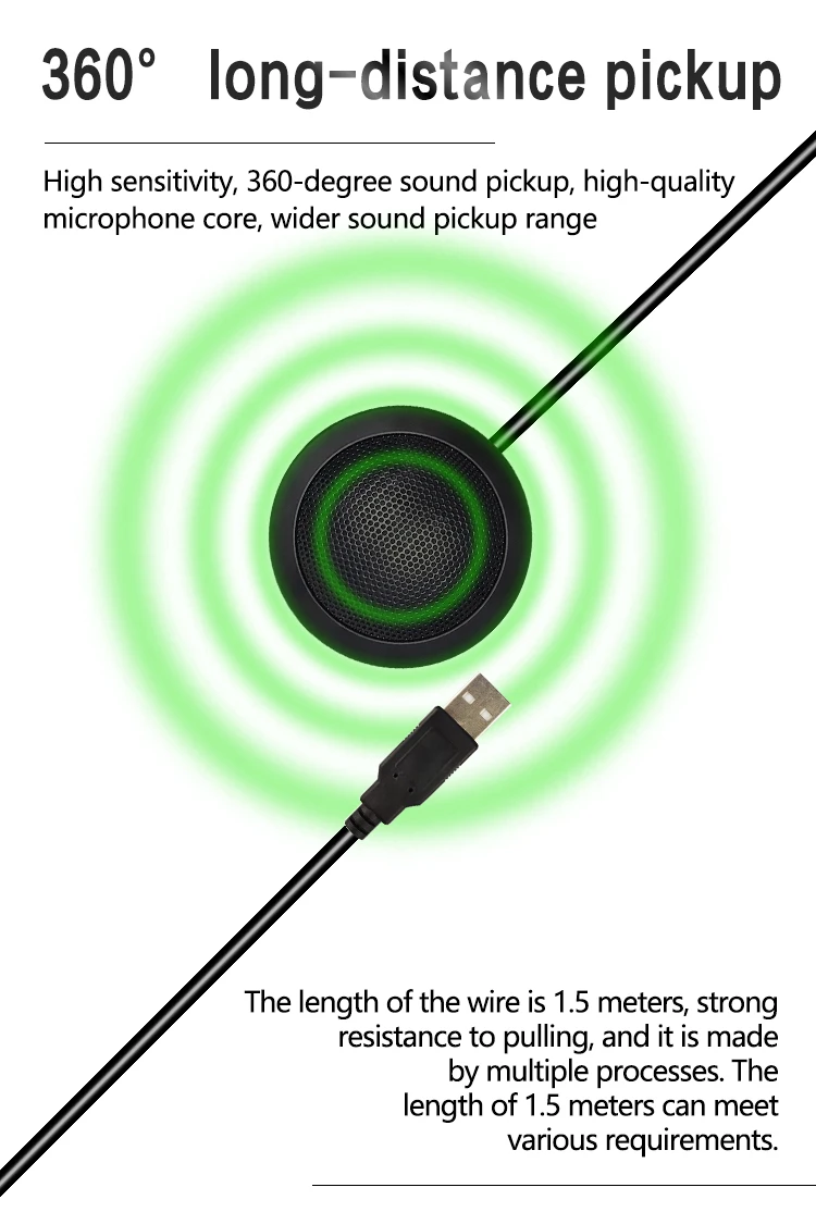 USB/3.5 Conference Microphone 360° Omni-directional for Meeting Business Condenser Mic Computer Desktop Laptop Voice Chat Video_voghion.com
